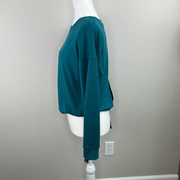 Bally Total Fitness Green Long Sleeve Cut Out Drawstring Back T-Shirt Medium - Picture 6 of 10